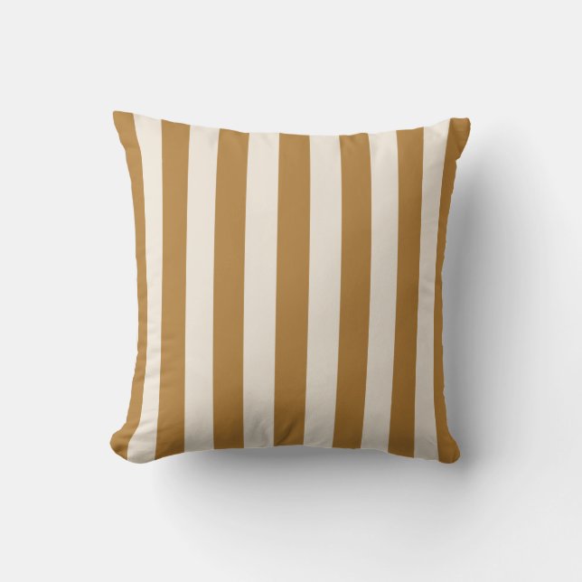 Bold Gold and Cream Stripe Kissen (Vorderseite)
