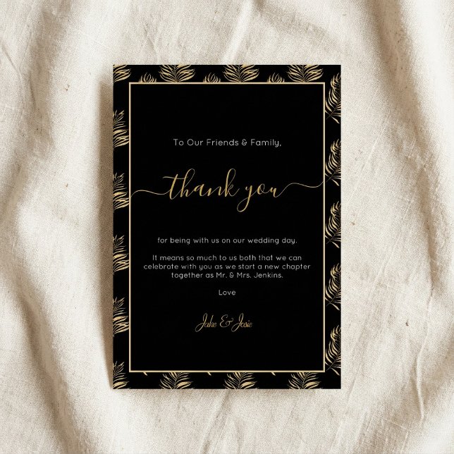Bold Gold Farn Blatt Wedding danke Table Card (Bold gold fern leaf Wedding thank you Table Card.)