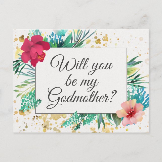 Bold Gold Floral GodMutter Vorschlag Card Postkarte