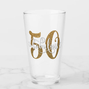 Bold Gold Glitzer 50 & Fabulous Geburtstag Glas