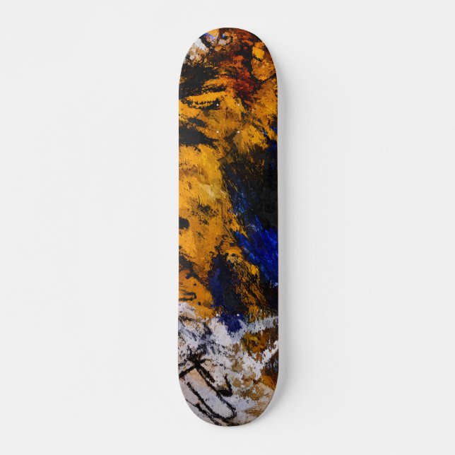 Bold Gold Navy Grunge Abstract Skateboard (Vorne)