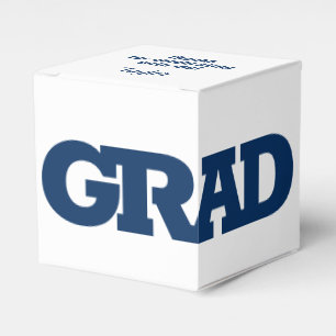 Bold GRAD Blue and White Graduation Party Geschenkschachtel