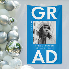 Bold Grad Blue Foto Graduation Banner