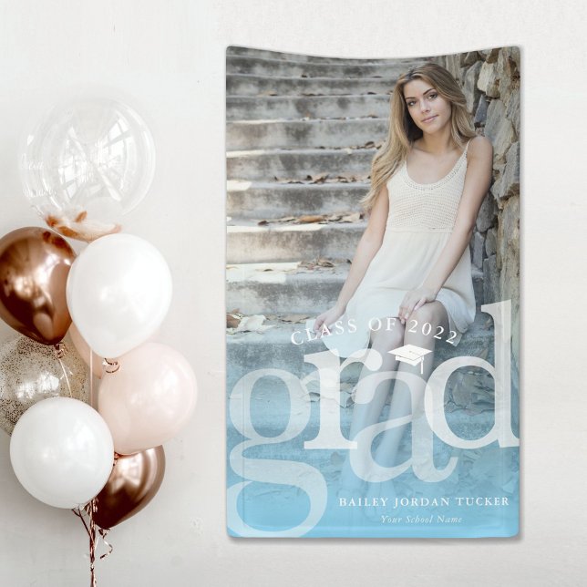 Bold GRAD Blue Ombre Overlay Foto Abschluss Banner (Von Creator hochgeladen)