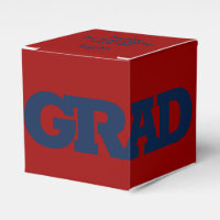 Bold GRAD Blue on Dark Red Graduation Party