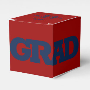 Bold GRAD Blue on Dark Red Graduation Party Geschenkschachtel