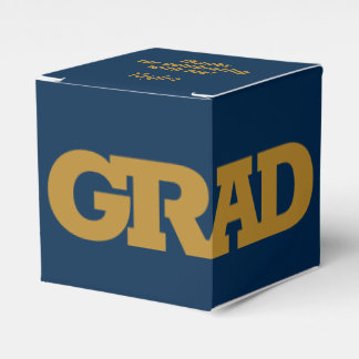 Bold GRAD Gold and Navy Graduation Party Geschenkschachtel