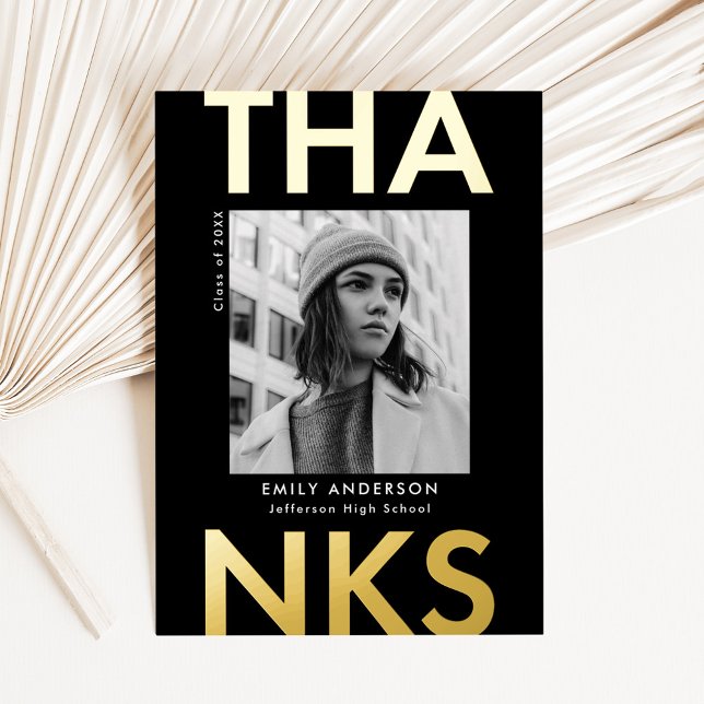 Bold Grad Gold Foil Abschluss Danke Karte (Von Creator hochgeladen)