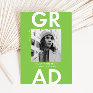 Bold Grad Lime Green Foto Abschluss Ankündigung