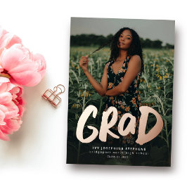 Bold grad modern gold ein Foto Abschluss Folieneinladung