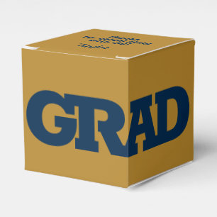 Bold GRAD Navy and Gold Graduation Party Geschenkschachtel