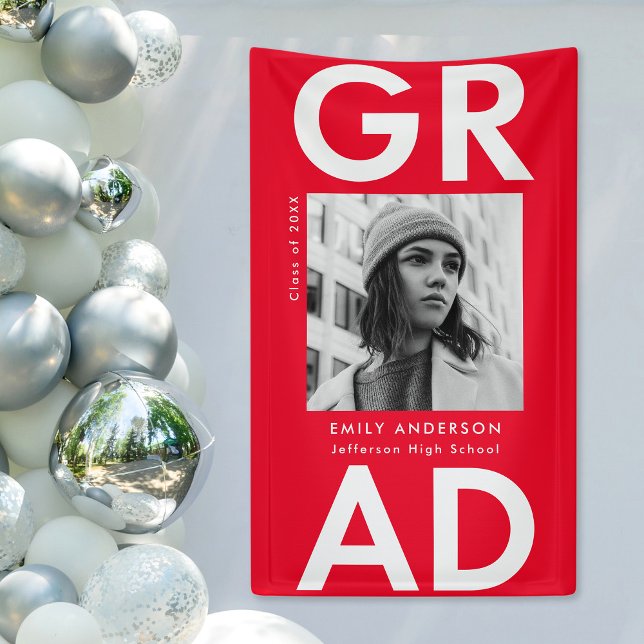 Bold Grad Red Foto Abschluss Banner (Von Creator hochgeladen)