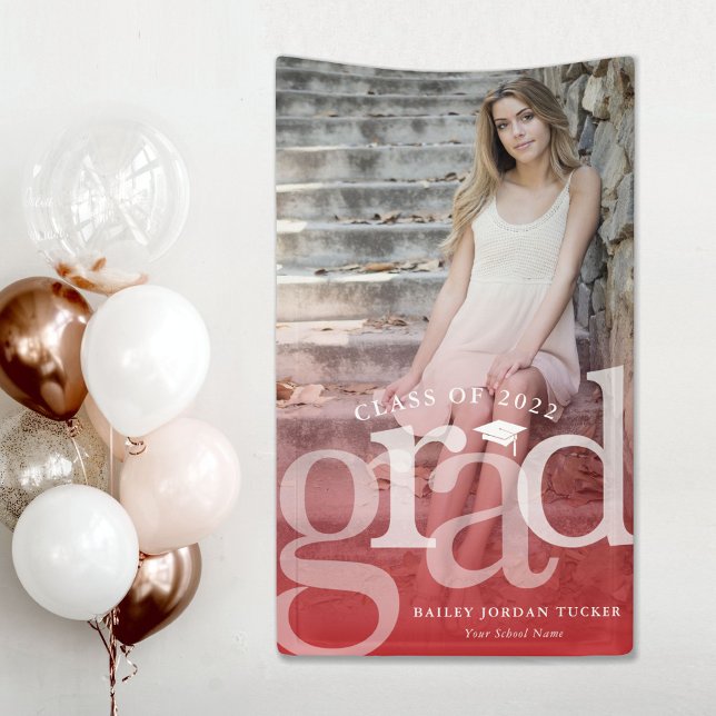 Bold GRAD Red Ombre Overlay Foto Abschluss Banner (Von Creator hochgeladen)
