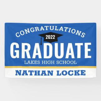 Bold Grad Royal Blue Glückwunschs Graduate Sign Banner