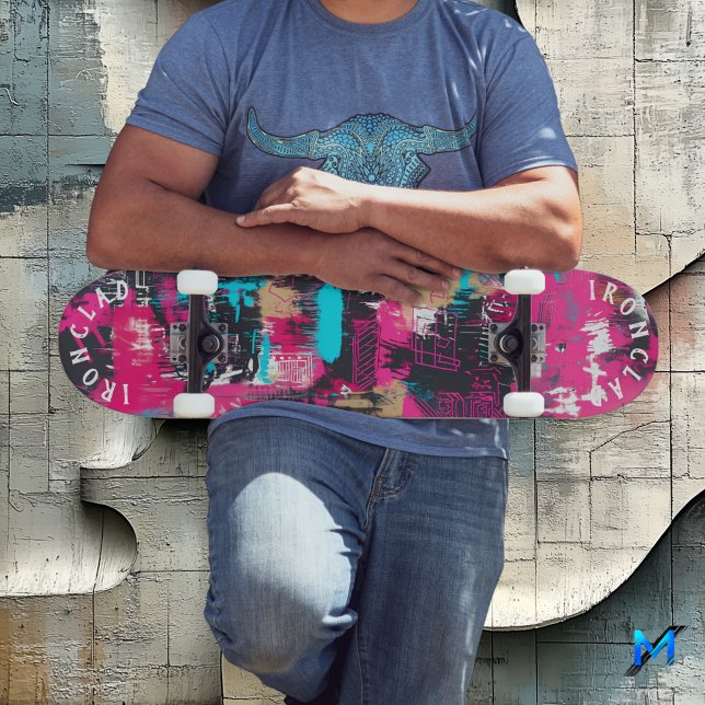 Bold Graffiti Inspiriert mit Neon Pink Abstrakt Ar Skateboard (Von Creator hochgeladen)