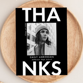 Bold Grand Black Foto Abschluss Vielen Dank Postkarte