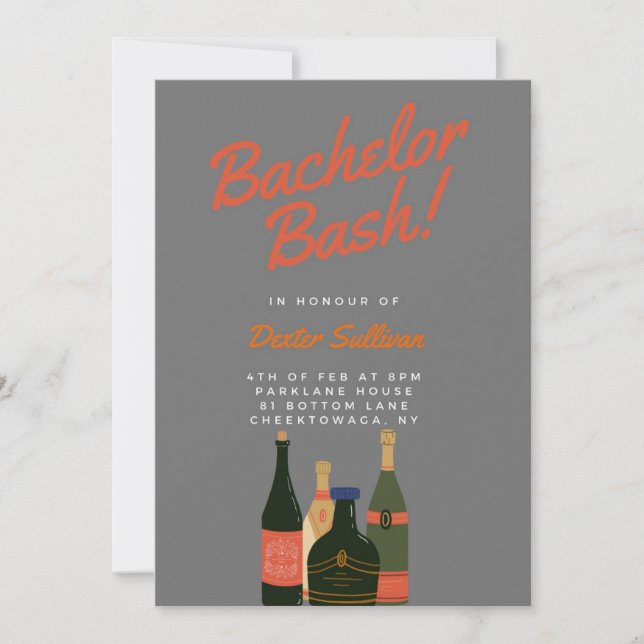 Bold Gray Bachelor Party Einladung (Vorderseite)