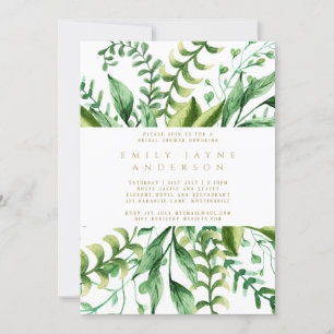 Bold Greenery Gold Brautparty Modern Einladung