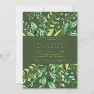 Bold Greenery Gold Brautparty Modern Einladung