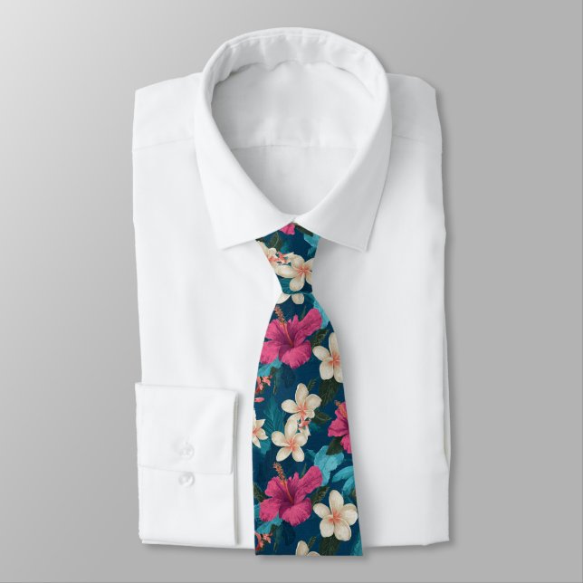 Bold Groomsmen Gift Tropical Flower Krawatte (Gebunden)