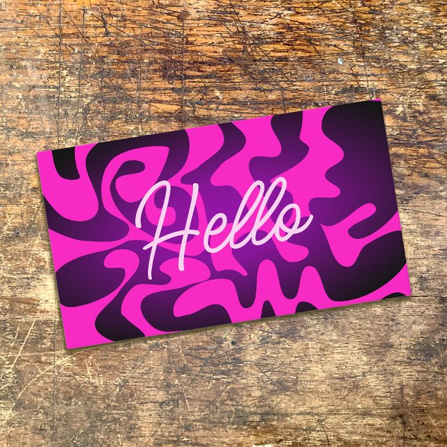 Bold Groovy Black Lila Hot Pink Hallo Neon Glow Visitenkarte (Von Creator hochgeladen)