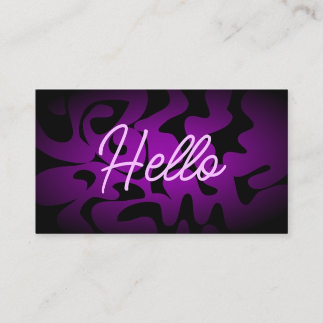 Bold Groovy Black Lila Lilac Hello Neon Glow Visitenkarte (Vorderseite)