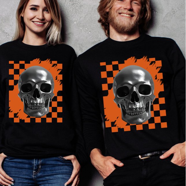 Bold Halloween Skull Checkerboard  Tri-Blend Shirt (Von Creator hochgeladen)