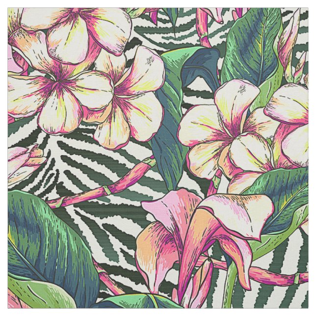 Bold HAWAIIAN Floral Monstera Blätter & Plumeria Stoff (Muster)