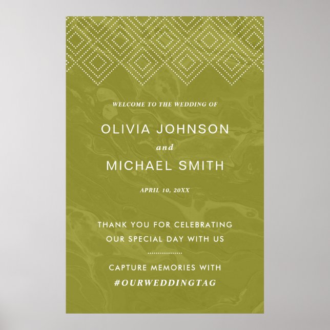 Bold Hues Chartreuse Green Marble Willkommenspende Poster (Vorne)