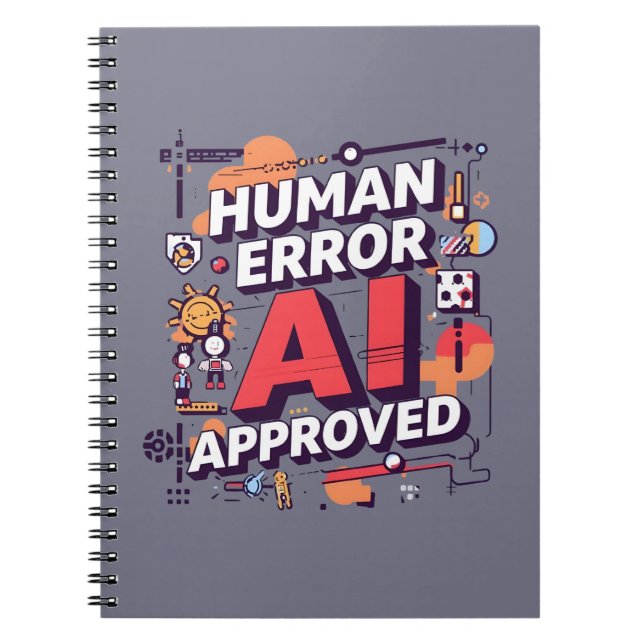 Bold “Human Error, AI Approved” Digital Art Notizblock (Vorderseite)