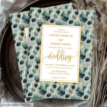 Bold Hunter Green Gold Greenerity Wedding Einladun