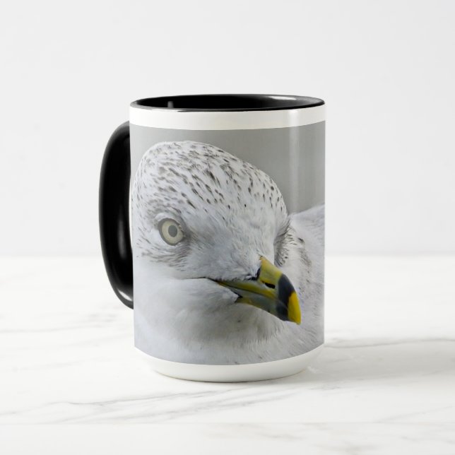 Bold Iconic Ring Billed Gull Georgia Fotografie Tasse (Vorderseite Links)