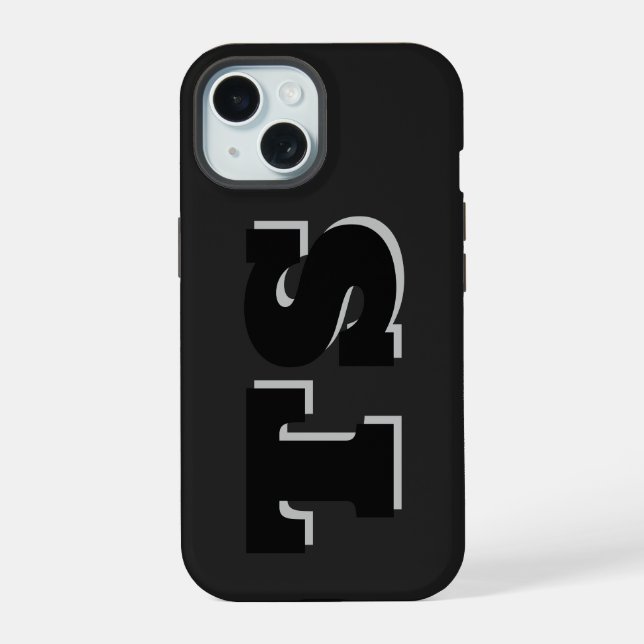Bold Initials Personalisiert iPhone 15 Fall Hülle (Rückseite)