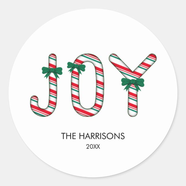 Bold JOY Christmas Candy Runder Aufkleber (Vorderseite)