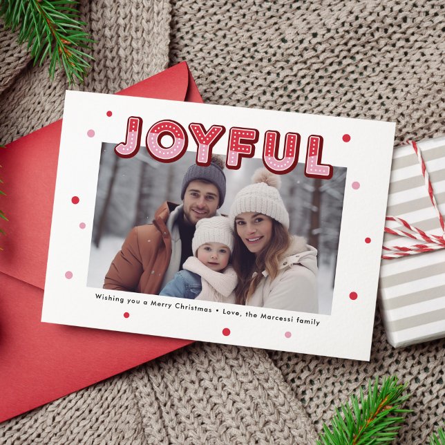 Bold Joyful 3D Typografie Frohe Weihnachten Foto (Bold Joyful Typography Christmas Photo Card)