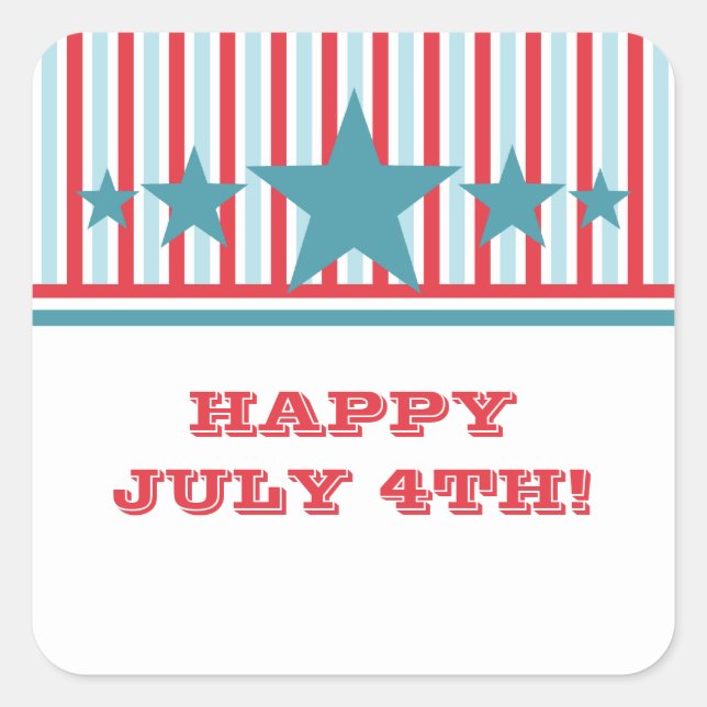 Bold July 4th US Flagge Square Stickers (Vorderseite)