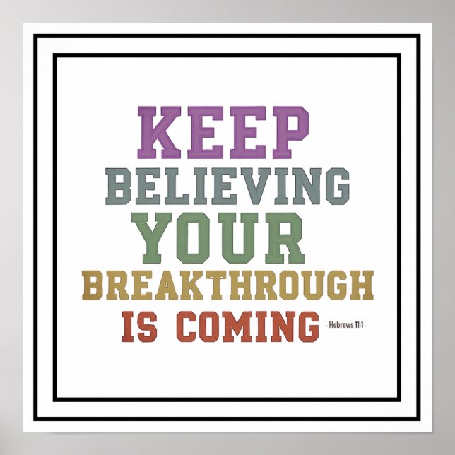 Bold Keep Believing Your Breakthrough Is Coming Poster (Vorne)