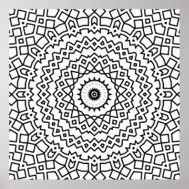 Bold Lattice Star Mandala Pattern Coloring Art Poster