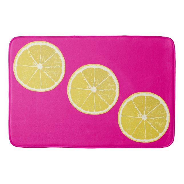 Bold Lemon Slice Pink Citrus Bath Mat Badematte (Vorderseite)