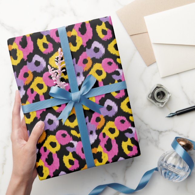 Bold Leopard Muster Retro Glam y2k Animal Print Geschenkpapier (Schenken)
