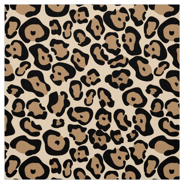 Bold Leopard Print Fabric Tan Black & Brown Stoff (Muster)