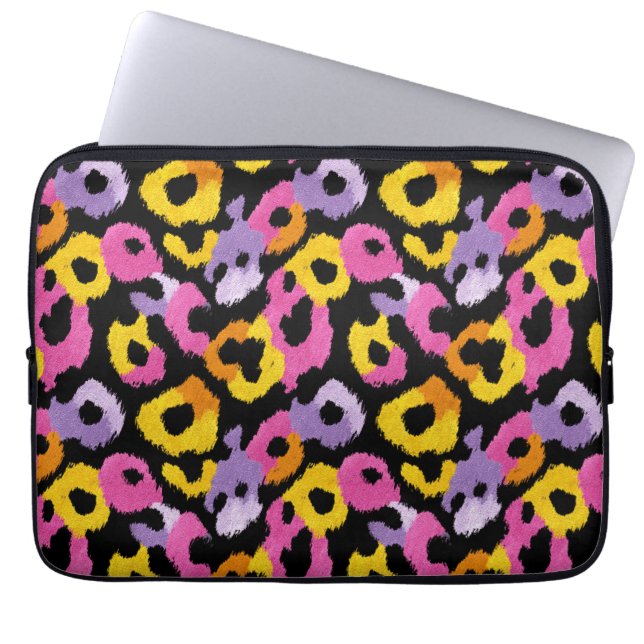 Bold Leopard Print Retro Glam y2k Ästhetik Laptopschutzhülle (Vorderseite)