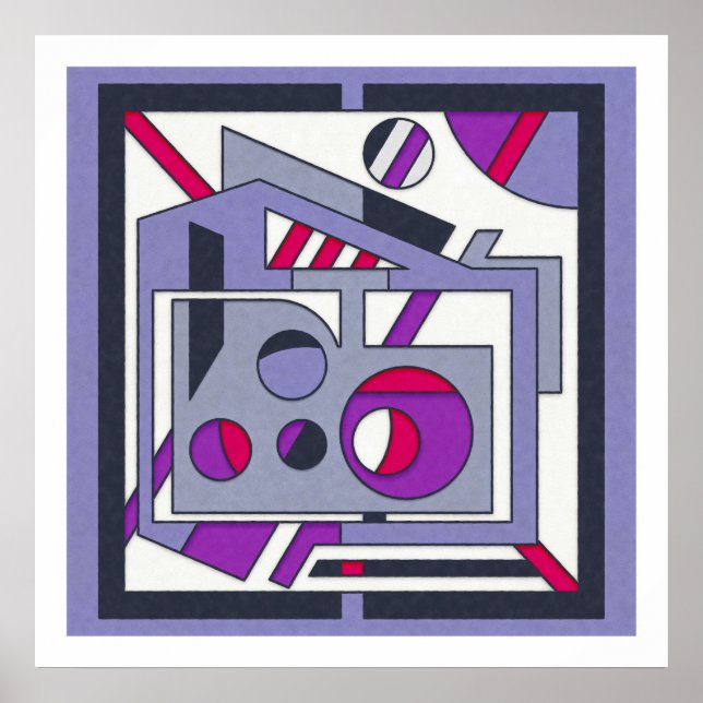 Bold Lila Pink Geometric Abstrakt Industrial Des Poster (Vorne)