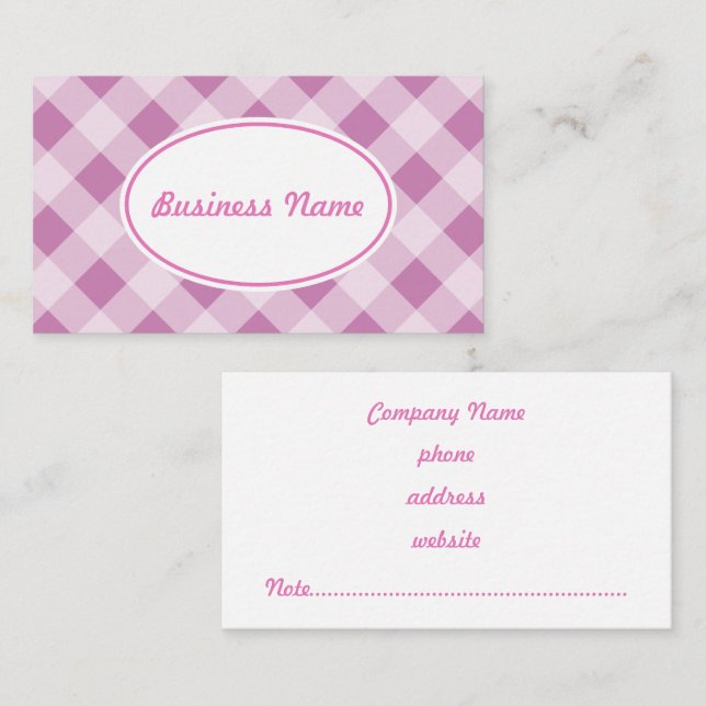 Bold Lilac Gingham Business Card Visitenkarte (Vorne/Hinten)