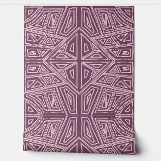 Bold Lines - Symmetrical Tile - Mauve and Beige Tapete