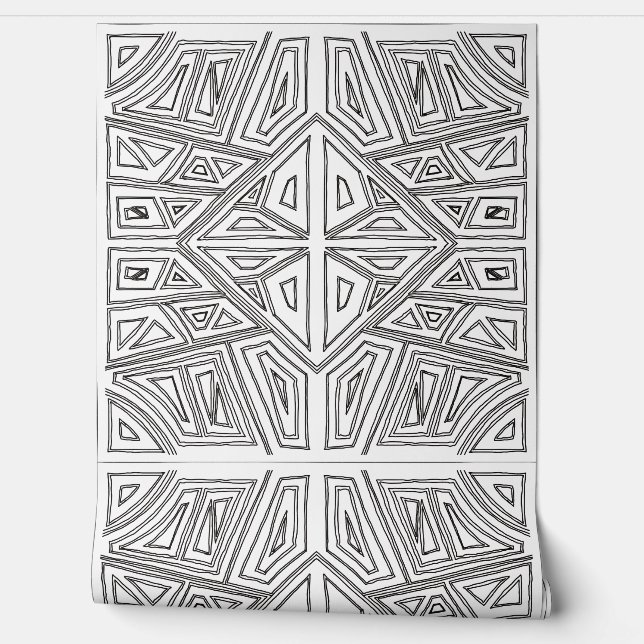 Bold Lines - Symmetrical Tile - White And Black  Tapete (Abrollen)