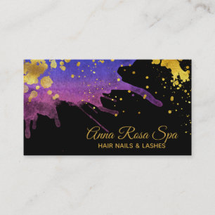 *~*Bold Luxe lila bezauberndes Watercolor-Gold Visitenkarte
