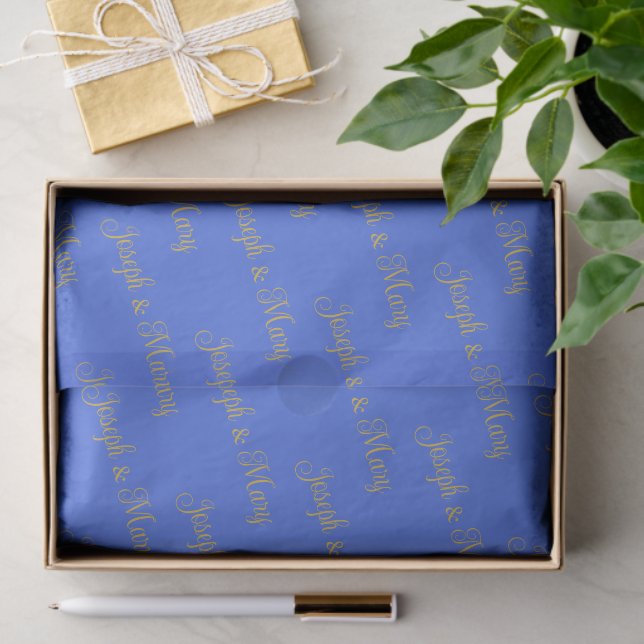 Bold Luxurious Royal Blue & Gold Script Wedding  Seidenpapier (Geschenk)