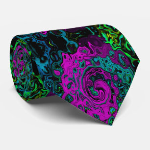 Bold Magenta Abstract Groovy Liquid Art Swirl Krawatte