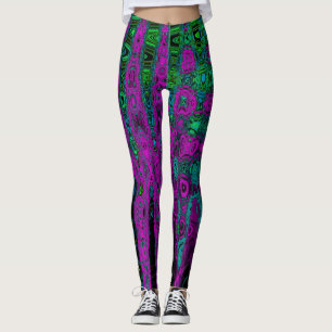 Bold Magenta Abstrakt Groovy Atomic Waves Leggings